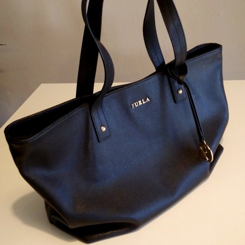 Furla Black Saffiano Leather Shoulder Bag